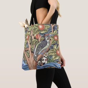 William Morris Woodpecker Tapestry Floral  Tote Bag