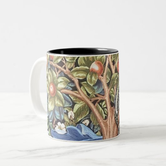 William Morris Woodpecker Tapestry Floral  Tweekleurige Koffiemok (Voorkant links)