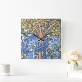 William Morris Woodpecker Tapestry Floral  Vierkante Klok (Huis)