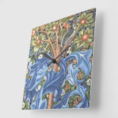 William Morris Woodpecker Tapestry Floral  Vierkante Klok (Hoek)