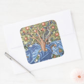 William Morris Woodpecker Tapestry Floral  Vierkante Sticker (Envelop)