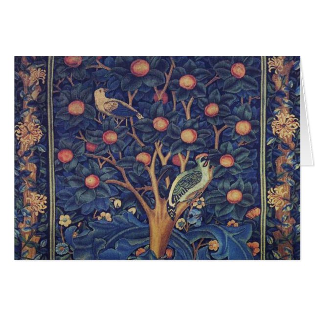 William Morris Woodpecker Tapestry Vogels Bloemen (Voorkant Horizontaal)