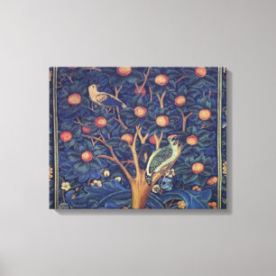William Morris Woodpecker Tapestry Vogels Bloemen Canvas Afdruk