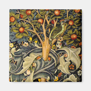 William Morris Woodpecker Tapestry Vogels Bloemen Magneet