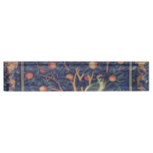 William Morris Woodpecker Tapestry Vogels Bloemen Naambordje