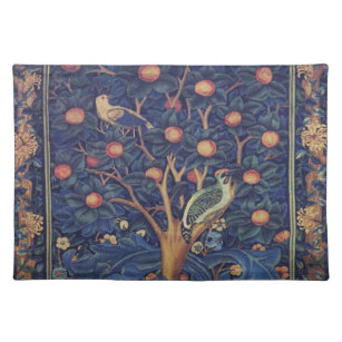 William Morris Woodpecker Tapestry Vogels Bloemen Placemat