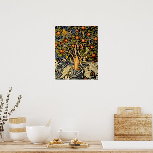 William Morris Woodpecker Tapestry Vogels Bloemen Poster (Keuken)