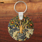 William Morris Woodpecker Tapestry Vogels Bloemen Sleutelhanger (Voorkant)