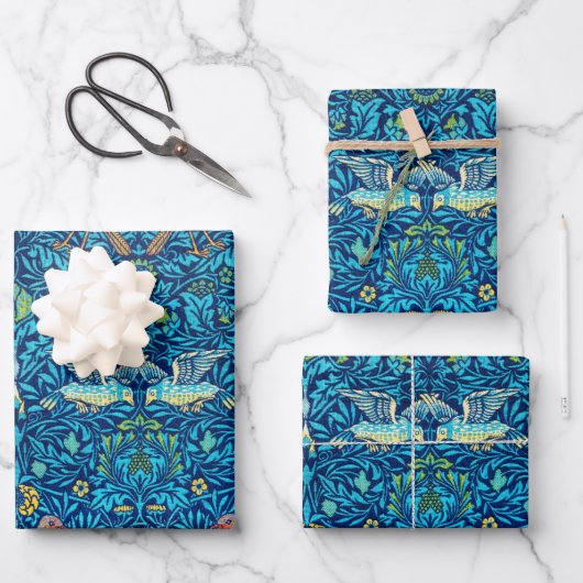 William Morris Wrapping Paper Art Blue Birds (Voorkant)