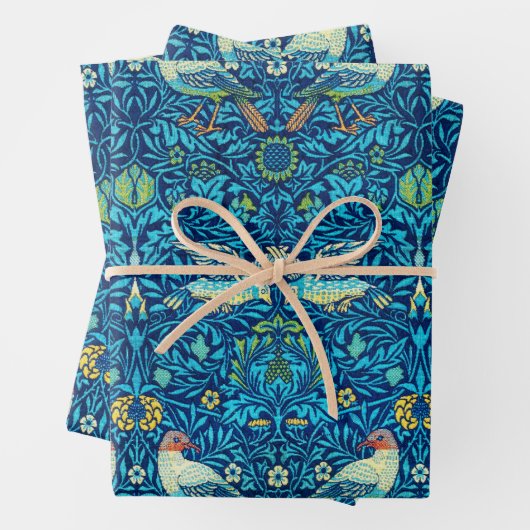 William Morris Wrapping Paper Art Blue Birds (In situ)