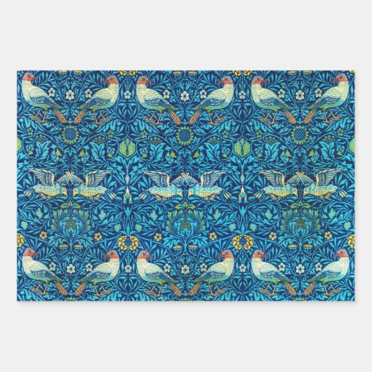 William Morris Wrapping Paper Art Blue Birds (Voorkant)