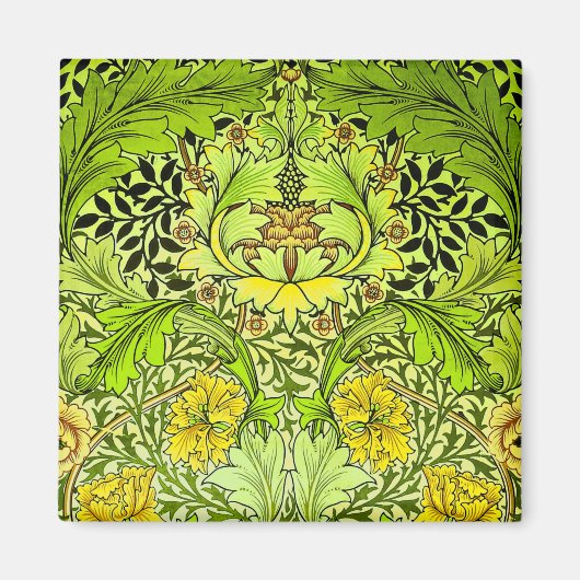 William Morris Yellow & Green Floral Wallpaper Magneet (Voorkant)