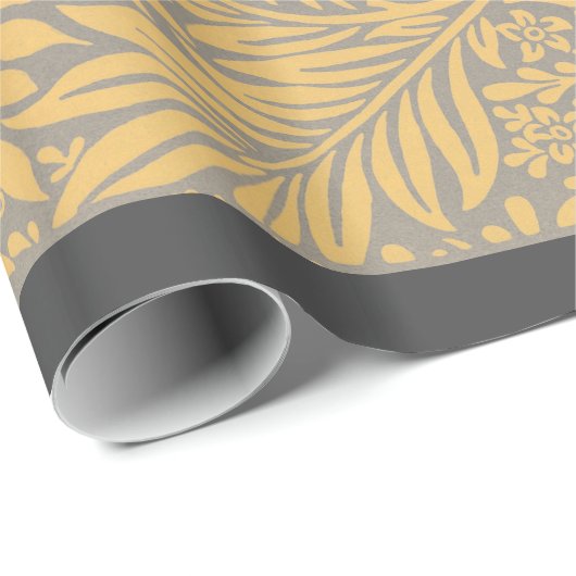 William Morris YELLOW LEAF PATTERN GIFT WRAP Cadeaupapier (Rol Hoek)