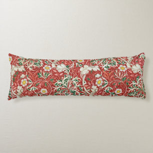 William Morris Zeewier Antieke Bloem Rood Groen Lichaamskussen