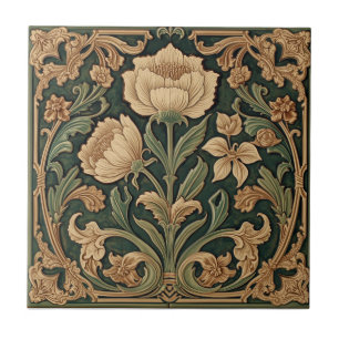 William Morris Zeewier Vintage Bloem art nouveau Tegeltje