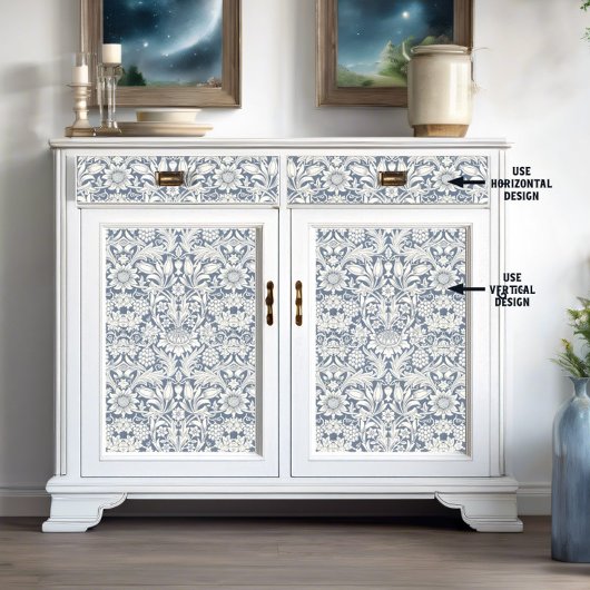 William Morris Zonnebloem Blauw en Wit Decoupage Tissuepapier