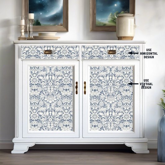 William Morris Zonnebloem Blauw en Wit Decoupage Tissuepapier