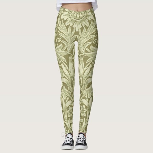 William Morris Zonnebloem Bloemen Bloemen Botanisc Leggings (Voorkant)