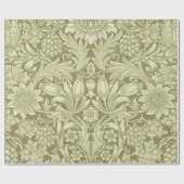 William Morris Zonnebloem Groene Bloem Cadeaupapier (Vlak)