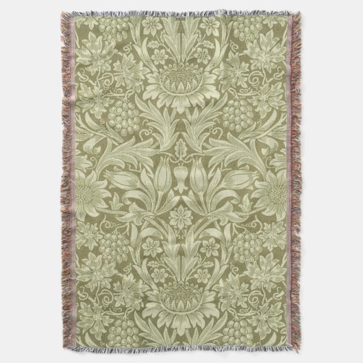 William Morris Zonnebloem Groene Bloem Deken (Voorkant Verticaal)