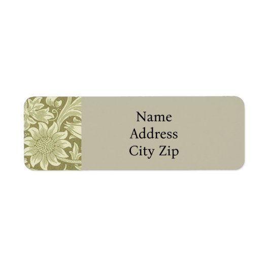 William Morris Zonnebloem Groene Bloem Etiket (Voorkant)