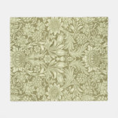 William Morris Zonnebloem Groene Bloem Fleece Deken (Voorkant (Horizontaal))