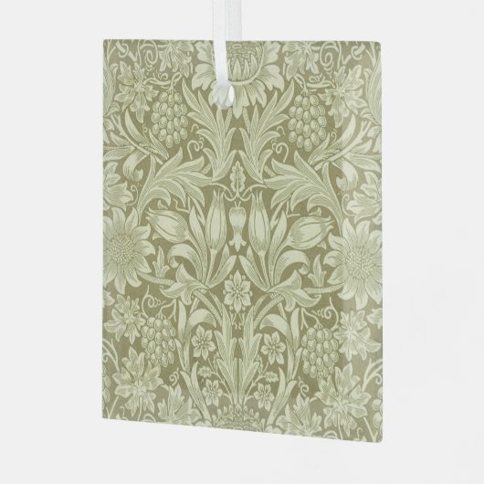 William Morris Zonnebloem Groene Bloem Glas Ornament (Voorkant links)