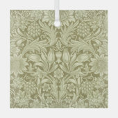 William Morris Zonnebloem Groene Bloem Glas Ornament (Voorkant)