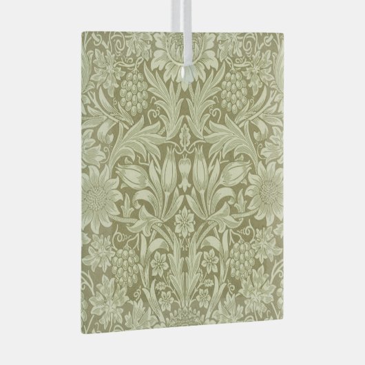 William Morris Zonnebloem Groene Bloem Glas Ornament (Voorkant Rechts)