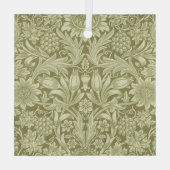 William Morris Zonnebloem Groene Bloem Glas Ornament (Achterkant)