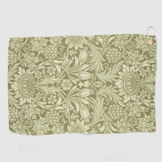 William Morris Zonnebloem Groene Bloem Golfhanddoek (Horizontaal)
