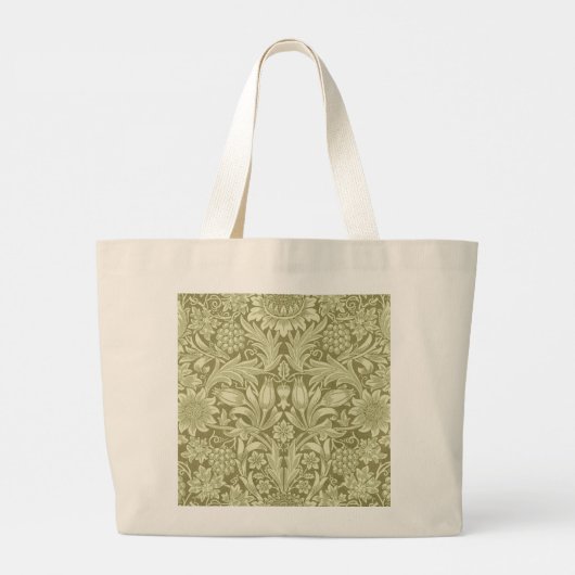 William Morris Zonnebloem Groene Bloem Grote Tote Bag (Achterkant)