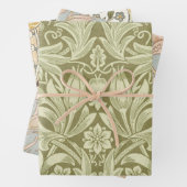 William Morris Zonnebloem Groene Bloem Inpakpapier Vel (In situ)