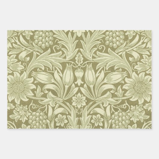 William Morris Zonnebloem Groene Bloem Inpakpapier Vel (Voorkant)