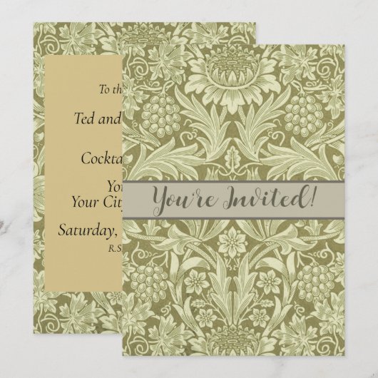 William Morris Zonnebloem Groene Bloem Kaart (Voorkant / Achterkant)