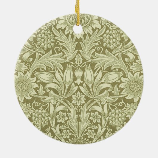 William Morris Zonnebloem Groene Bloem Keramisch Ornament (Achterkant)