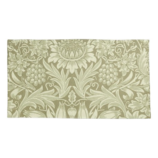 William Morris Zonnebloem Groene Bloem Kussensloop (Achterkant-Links)