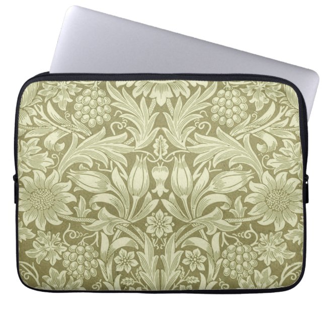 William Morris Zonnebloem Groene Bloem Laptop Sleeve (Voorkant)