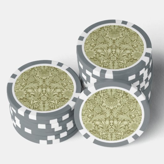 William Morris Zonnebloem Groene Bloem Poker Chips (Opstapeling)