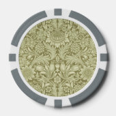 William Morris Zonnebloem Groene Bloem Poker Chips (Voorkant)