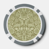 William Morris Zonnebloem Groene Bloem Poker Chips (Achterkant)
