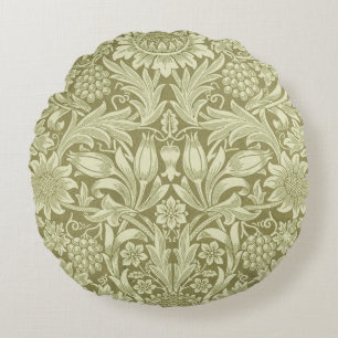 William Morris Zonnebloem Groene Bloem Rond Kussen
