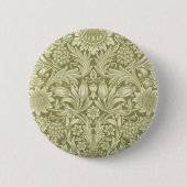 William Morris Zonnebloem Groene Bloem Ronde Button 5,7 Cm (Voorkant)
