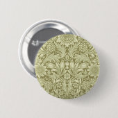 William Morris Zonnebloem Groene Bloem Ronde Button 5,7 Cm (Voorkant /achterkant)