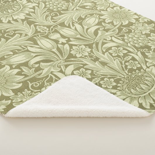 William Morris Zonnebloem Groene Bloem Sherpa Deken (3/4)