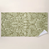 William Morris Zonnebloem Groene Bloem Strandlaken (Voorkant)