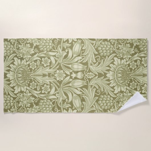 William Morris Zonnebloem Groene Bloem Strandlaken (Voorkant)