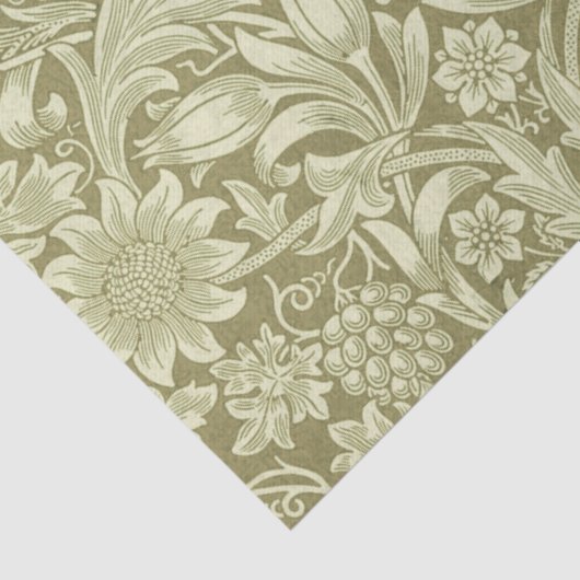 William Morris Zonnebloem Groene Bloem Tissuepapier (Detail)