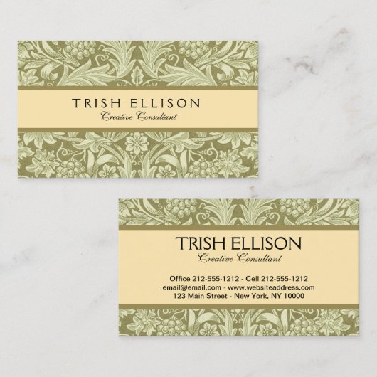 William Morris Zonnebloem Groene Bloem Visitekaartje (Voorkant / Achterkant)