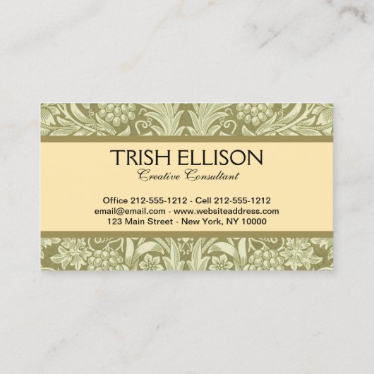 William Morris Zonnebloem Groene Bloem Visitekaartje (Achterkant)